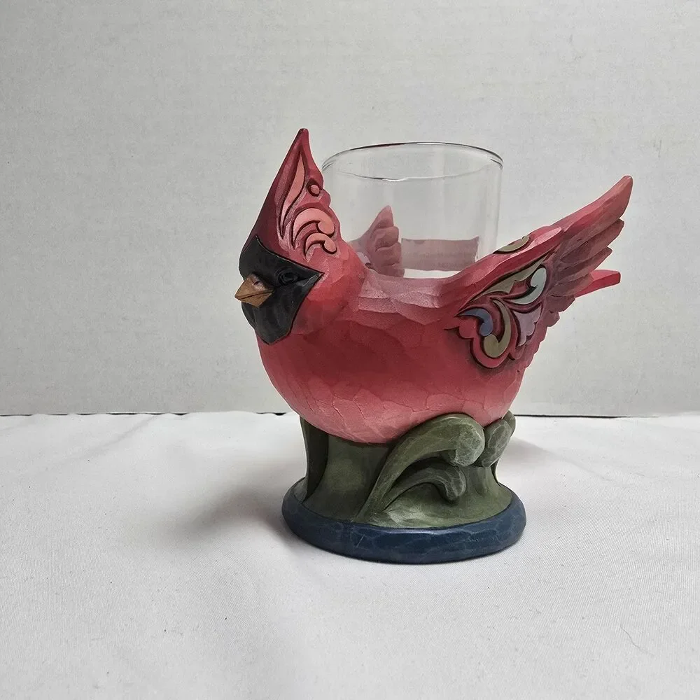 Jim Shore Heartwood Creek Cardinal with Tea Light/Votive Holder 4022565 Enesco